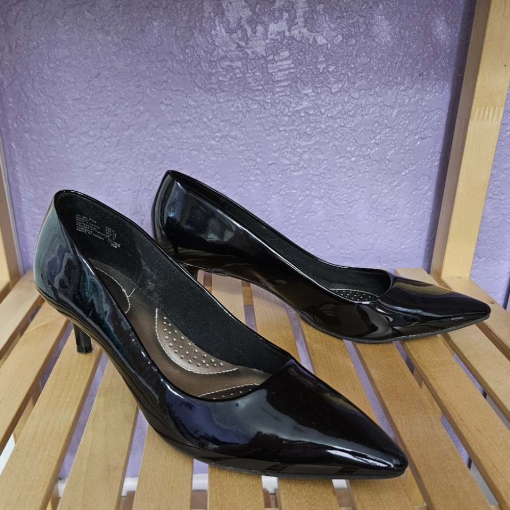 Dexflex Comfort Black Patent Leather Pumps Heels Size 8